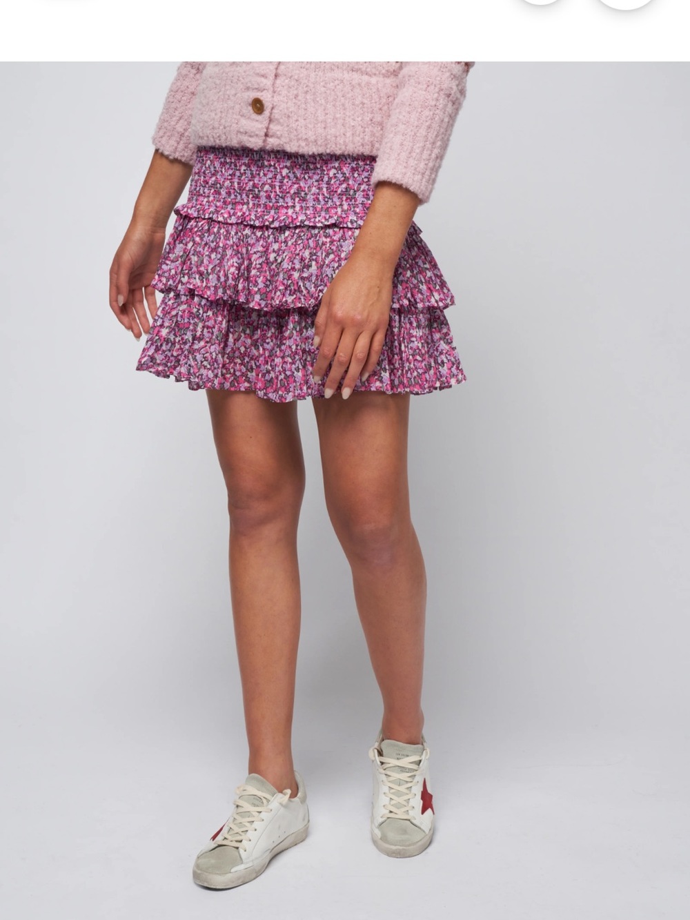 Floral Smocked Tiered naomi Skirt - Pink Floral